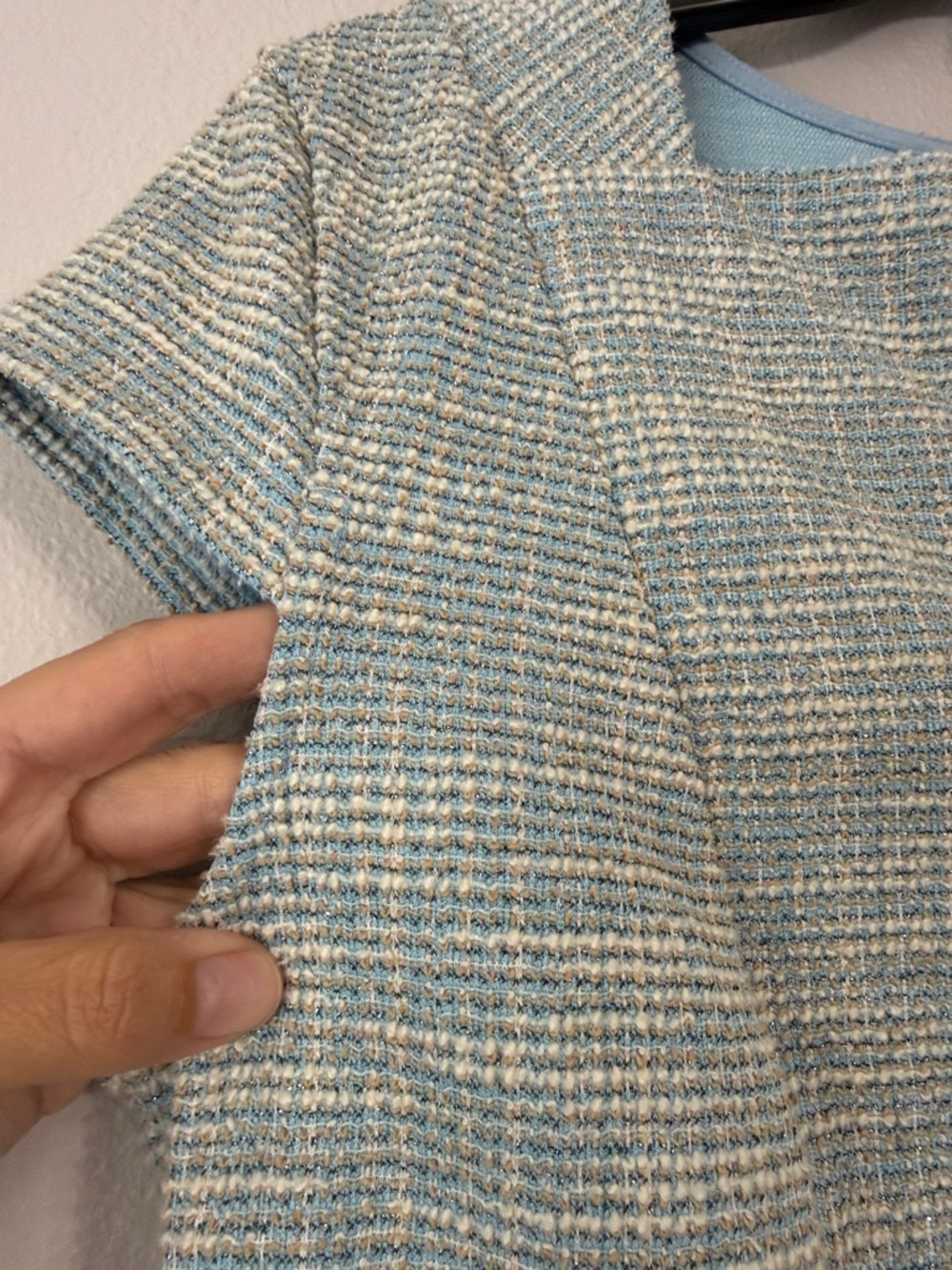 M.Infisavo Blue Tweed Sheath Dress Large - Picture 4 of 8